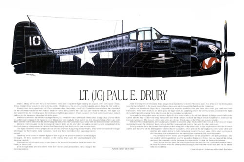 "F6F Navy Ace Paul Drury" - Ernie Boyette - World War II Aviation Art